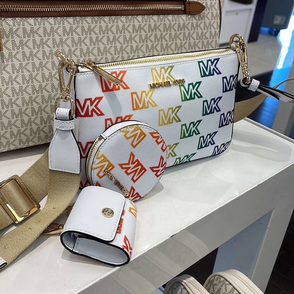 MICHAEL KORS JET SET TRAVEL SMALL SHOULDER CROSSBODY BAG WITH TECH ATTCH AIRPOD - Picture 5 of 16